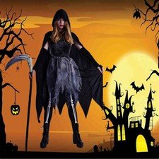 Women Ghost Costume Cosplay Grim Reaper Fancy Dress Skeleton Halloween Costumes
