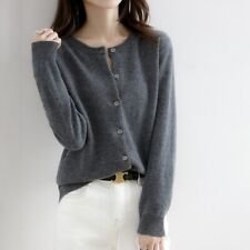 Women's Sweater Cardigan Solid Color Cashmere Blend Simple Crew Neck Jacket Coat