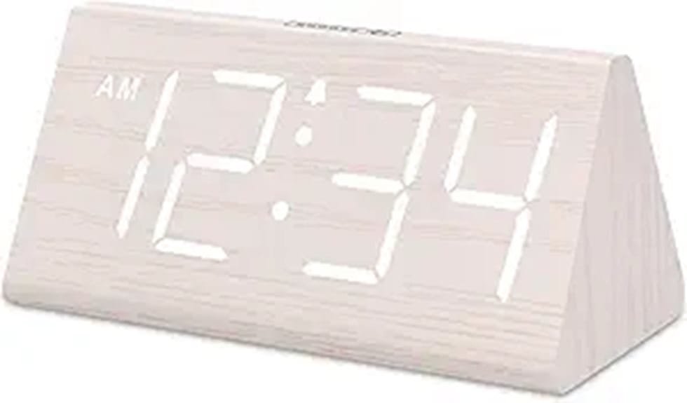 wooden digital alarm clock