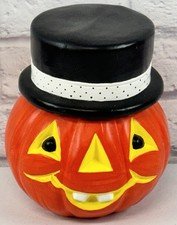 Yozie Mold 8.5” Halloween Jack-o-Lantern Ceramic Cookie Jar Pumpkin Head Vintage