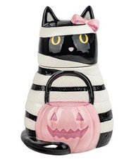 10 Strawberry St Mummy Cat Cookie Jar Ceramic Halloween Treat Canister
