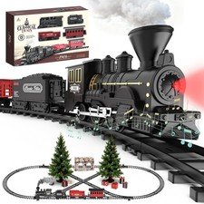 25-Piece Christmas Train Set with Smoke, Sound & Lights - Fancy Track & Vintage