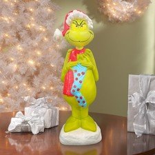 3 FT DR SEUSS THE GRINCH WITH STOCKING LED BLOW MOLD LIGHTED YARD DECOR