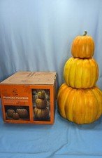 3 Piece Porch Stacked Pumpkin Sculpture Set Harvest Fall Decor Holiday 26.5"
