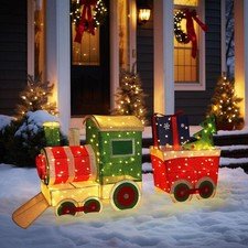 5 Ft Christmas Train Set Yard Decoration – LED Holiday Outdoor Display