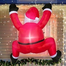 6ft Hanging Climbing Santa Christmas Inflatable Blow Up LED Light Roof Outdoor