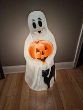 B. Vintage 34" Empire Halloween Blow Mold Ghost Black Cat Pumpkin Decor READ