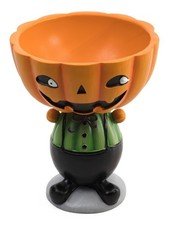 CANDY CORN LANE 13in Halloween Pumpkin Head Candy Bowl Toil & Trouble