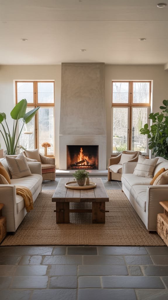 central fireplace encourages togetherness