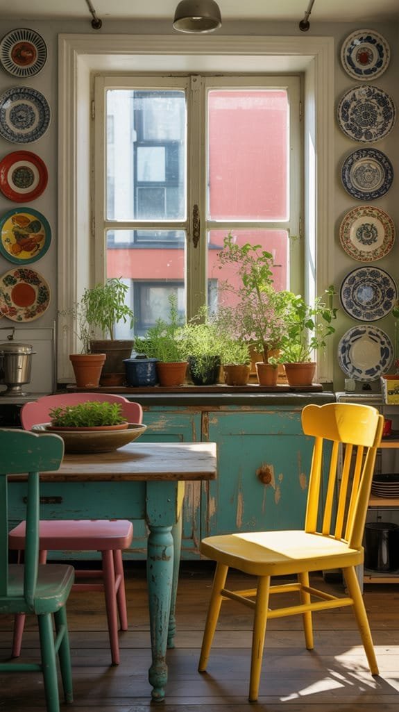 eclectic kitchen art display