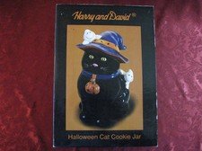 Halloween Black Cat Cookie Jar New Harry & David 10" Vintage NIB Witch