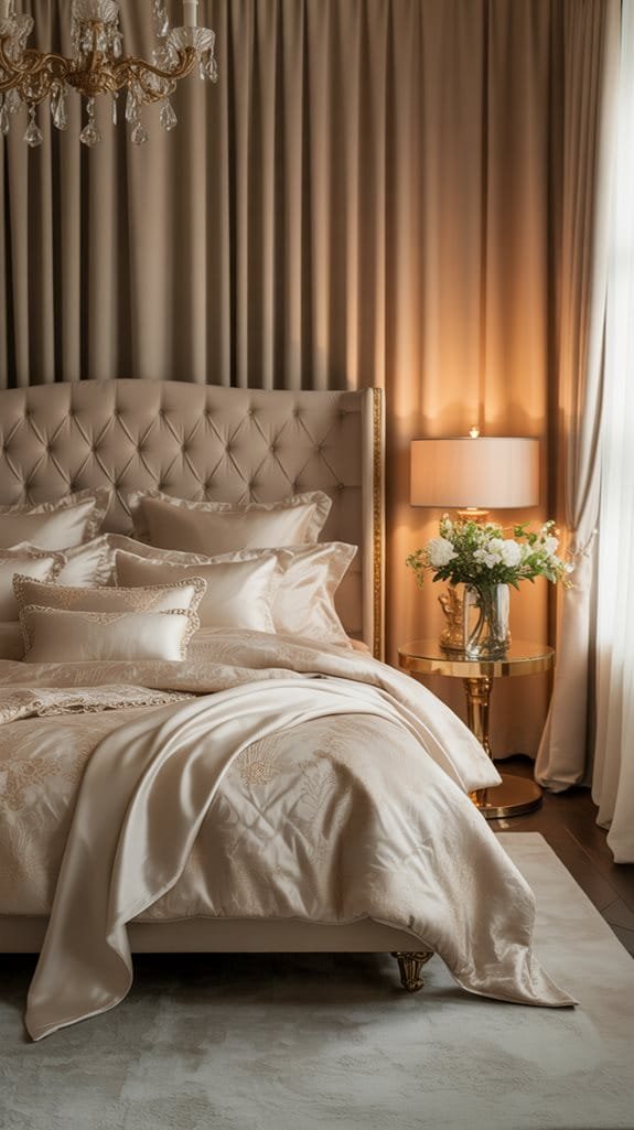 luxe cream and gold bedding