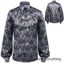 Men Retro Steampunk Folded Collar Medieval Top Trendy Victorian Punk Style Shirt