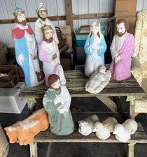 Nativity Set Blow Mold 11 Pcs Empire 3 Sheep 3 Kings Cow Shepard No Lights/cord