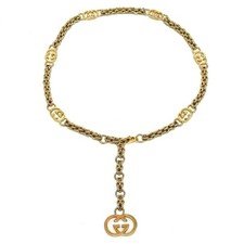 Old GUCCI Gold Chain Belt GG logo mark Long necklace 29.9 inch Auth Vintage