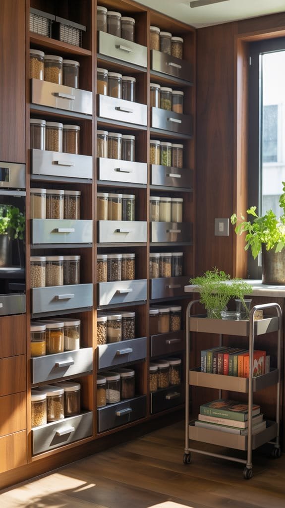 organized pantry with drawers