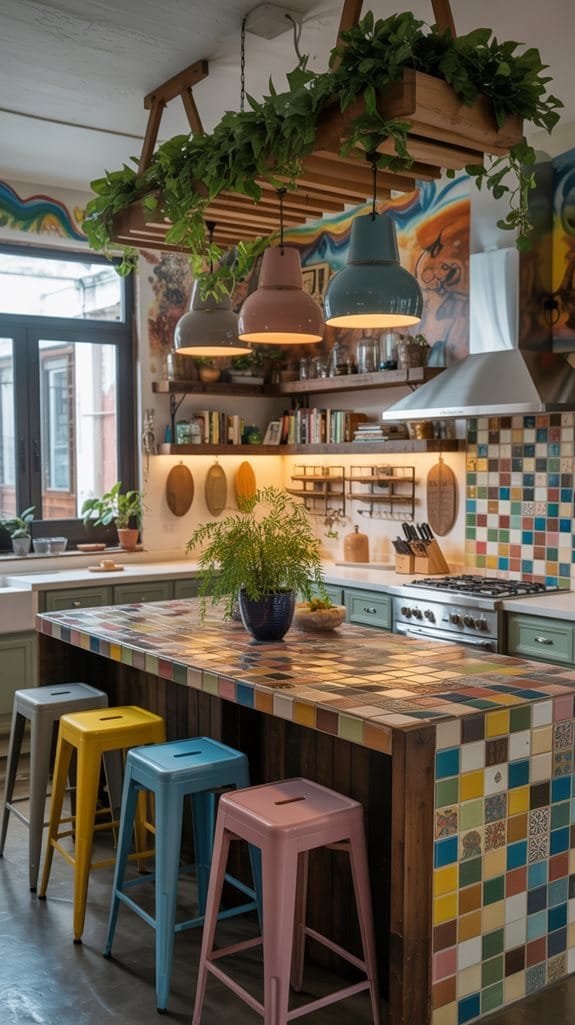 unique colorful kitchen island