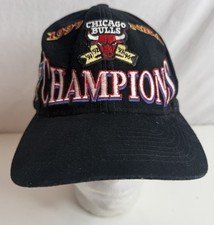 Vintage 1997 NBA Champions Chicago Bulls Logo Athletic Snapback Wool Hat Black