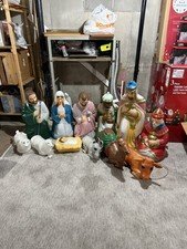 Vintage Complete Nativity Set 12 Piece Christmas Lighted Blow Mold