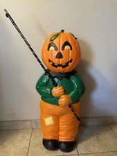 VINTAGE Don Featherstone Blow Mold Halloween Pumpkin Scarecrow Union Products