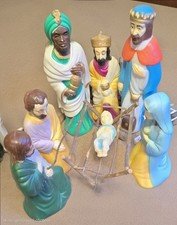 Vintage Empire Nativity Set 10 Piece 20-28” Christmas Lighted Blow Mold Working