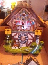 Vintage German E Schmeckenbecher Black Forest Cuckoo Clock musical sawmill