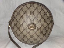 Vintage GUCCI Round Brown GG Pattern Shoulder Bag Crossbody GUC