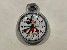Vintage Mickey Mouse Manual Wind Pocket Watch Made in Great Britain - EXE - Runs