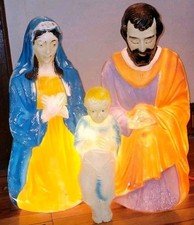 Vtg Empire 60s 70s Blow Mold Nativity Christmas Set - All Light Up *RARE* tested