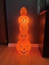 VTG Halloween Pumpkin Stack Totem Blow Mold 34" Union Products Don Featherstone