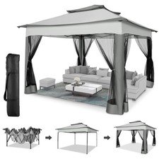 11x11FT Patio Gazebo with Mosquito Netting Outdoor Heavy Duty Party Canopy Tent