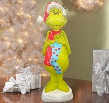 3 FT DR SEUSS THE GRINCH WITH STOCKING LED BLOW MOLD LIGHTED YARD DECOR