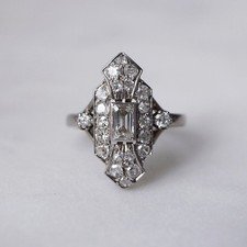 Art Deco Vintage Style Lab Created Diamond Engagement Ring 14K White Gold Finish