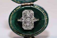 Art Deco Vintage Style Lab Created Diamond Engagement & Wedding 14K Gold FN Ring