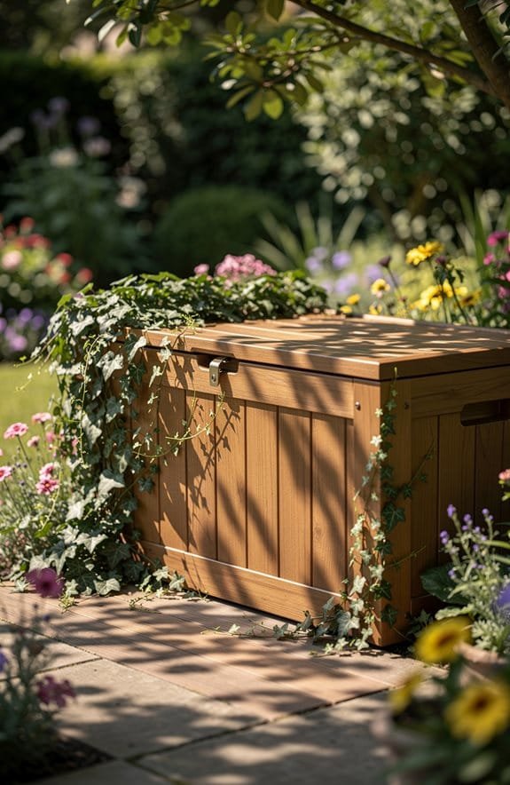 blend deck box with greenery
