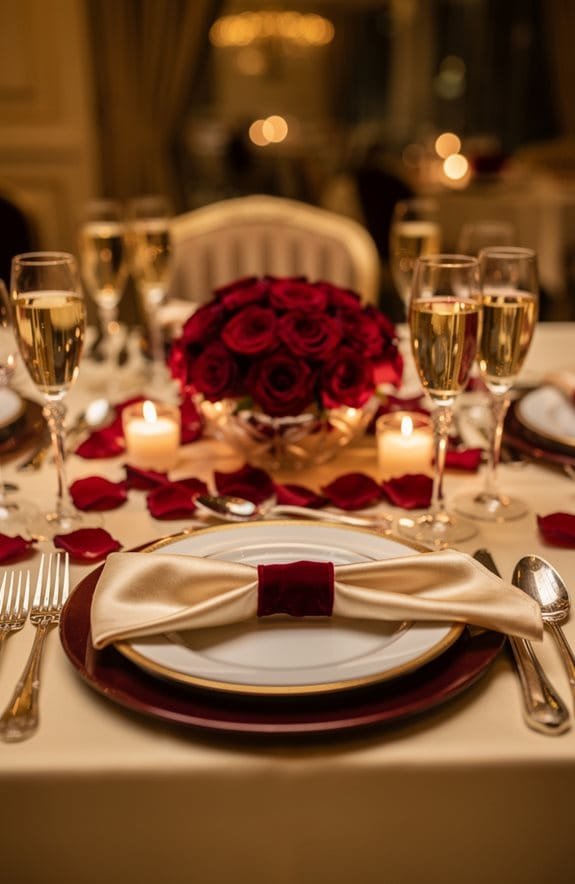 candlelit romantic dinner setup