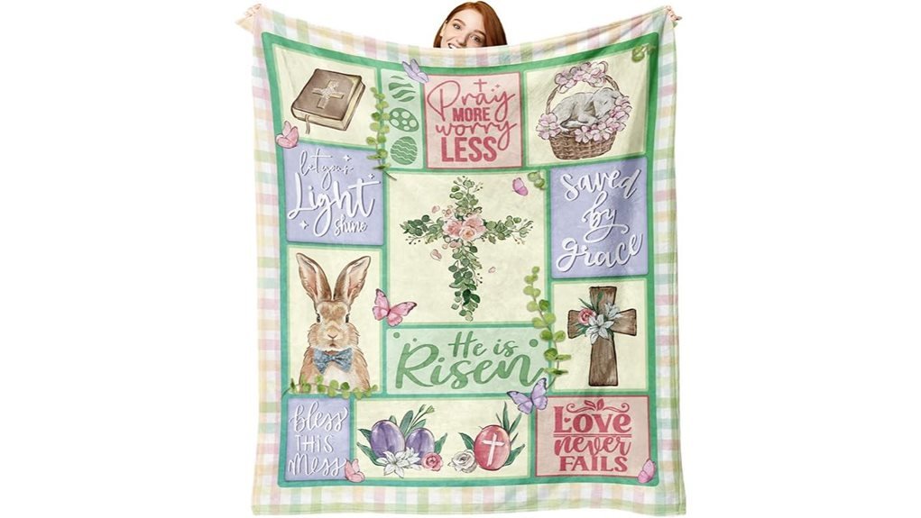 christian easter themed flannel blanket