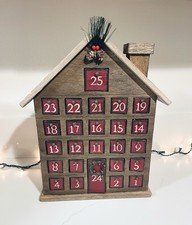 Christmas Advent Cabin With Doors Vintage EUC