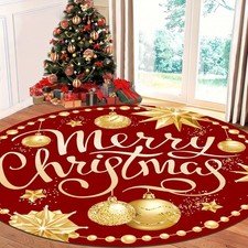[Christmas Doormat-Red & Golden Merry Christmas Entry Mat w/Bells,Non-Slip Backi