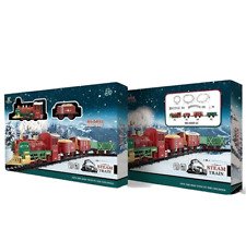 Christmas Retro Railroad Train Set w/ Sound Light Steam Train Locomotive Freight