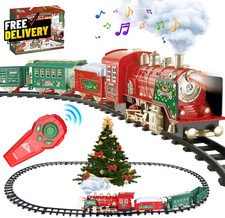 Christmas Train Set Remote Control w Smoke Lights Sounds Rechargeable Electric T