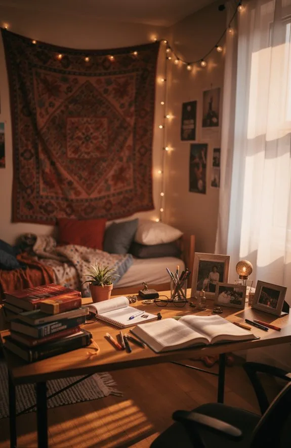 cozy string lights installation
