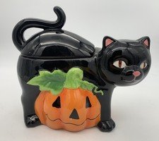 David’s Cookies Halloween Black Cat & Jack-o-lantern Pumpkin Cookie Jar