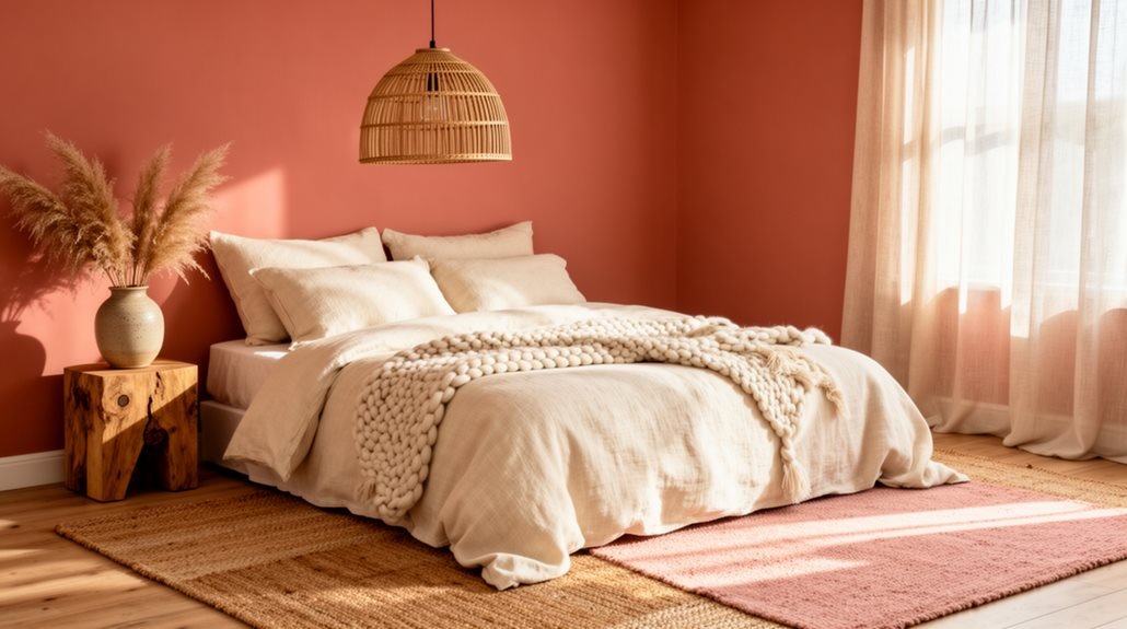 earthy pink bedroom decor