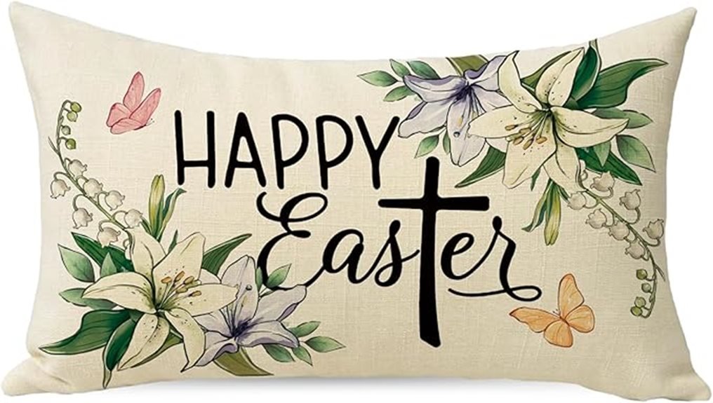 easter themed floral pillow cover
