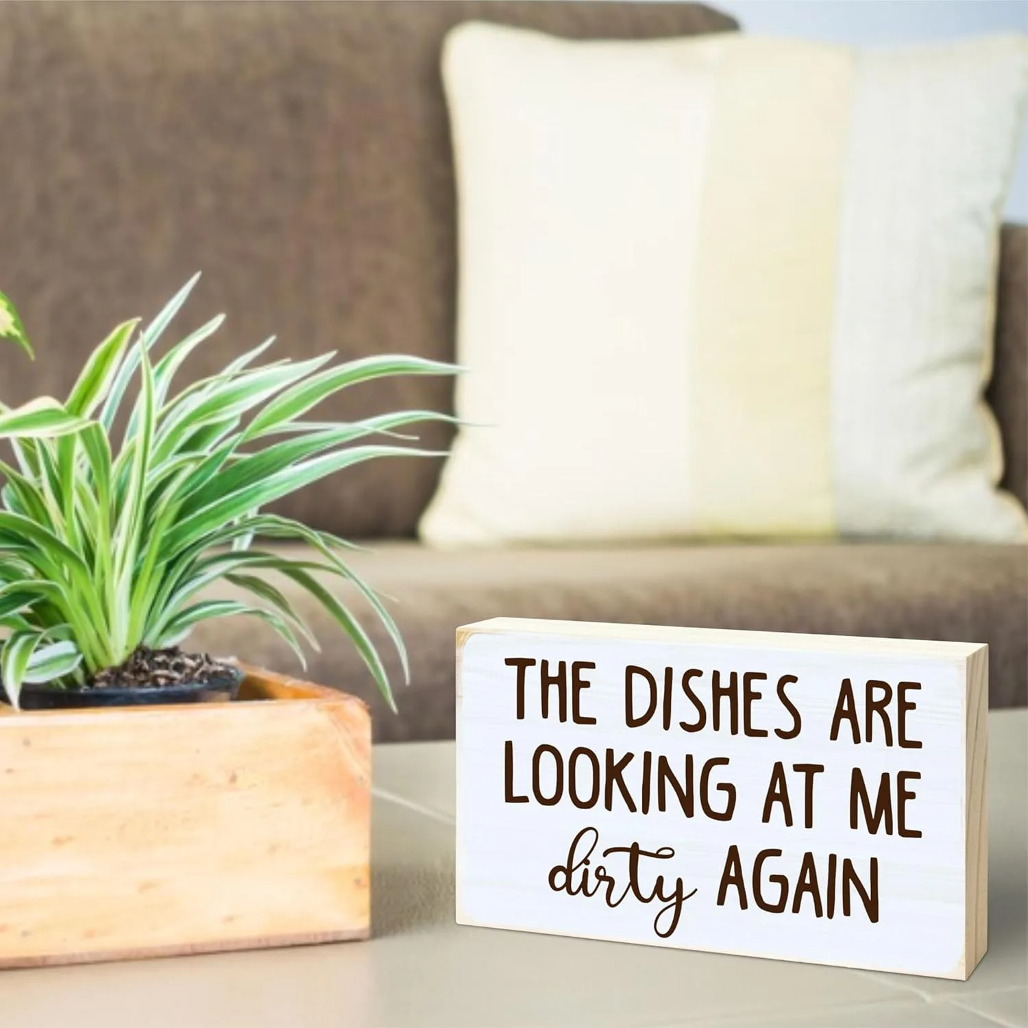 Funny Wooden Block Sign - Dirty Dishes