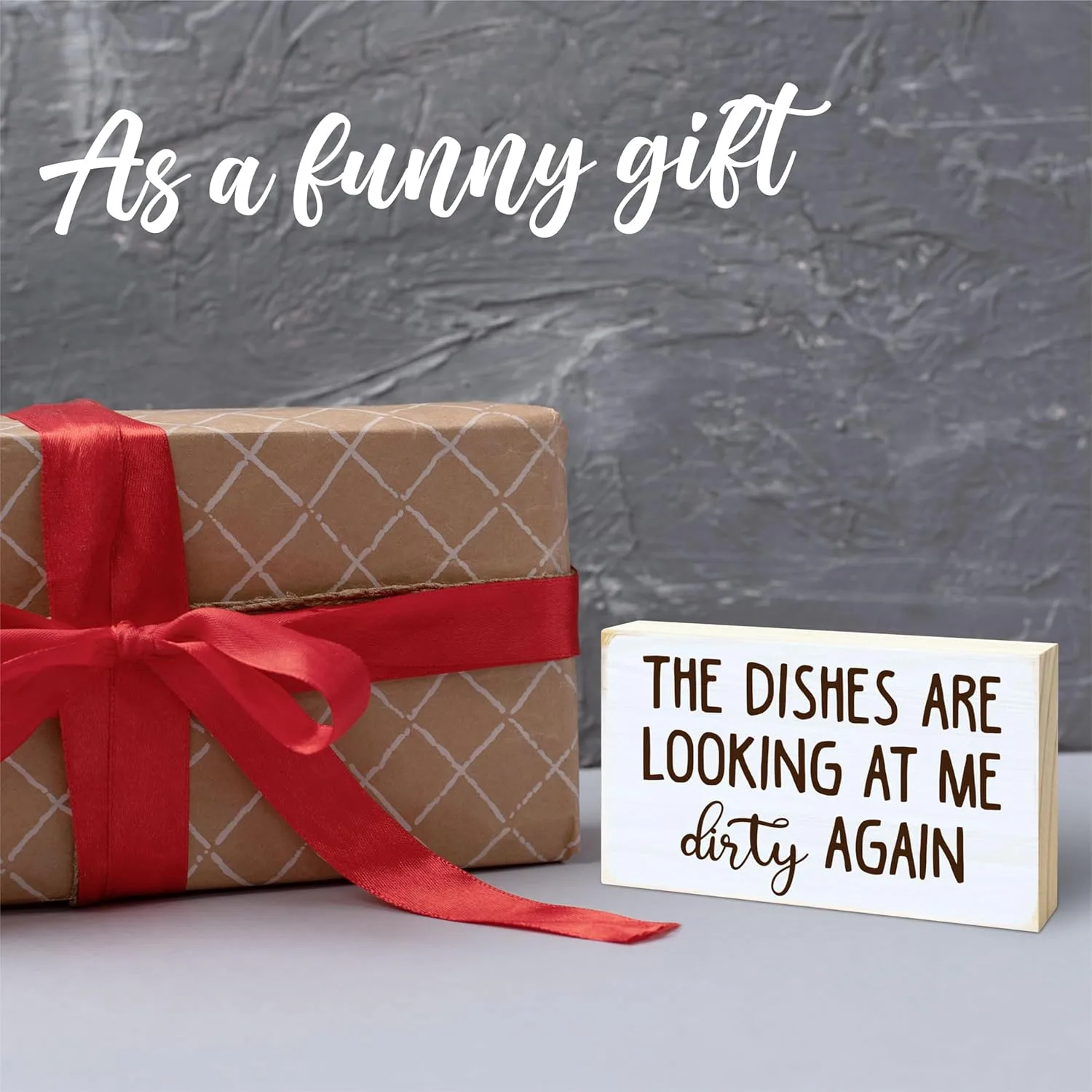 Funny Wooden Block Sign - Dirty Dishes