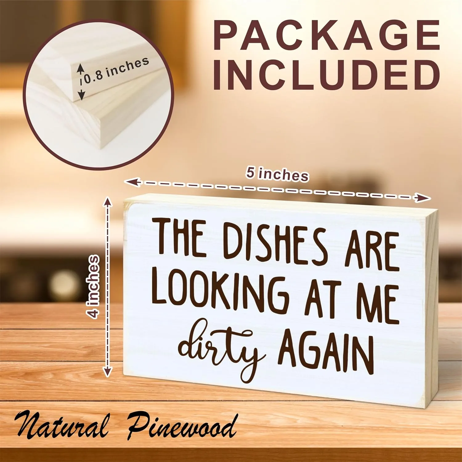 Funny Wooden Block Sign - Dirty Dishes