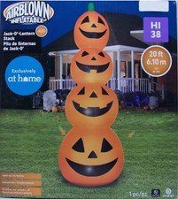 Gemmy Halloween 20 ft Pumpkin Jack O Lantern Stack Airblown Inflatable READ DESC