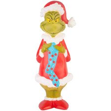 Gemmy The Grinch w Stocking 24" Christmas Light Up Blow Mold Decor Dr. Seuss